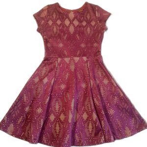 Renee C Shiloe Texture Knit Dress Womens XSP Purple Cut Out‎ Design Lined Twirl